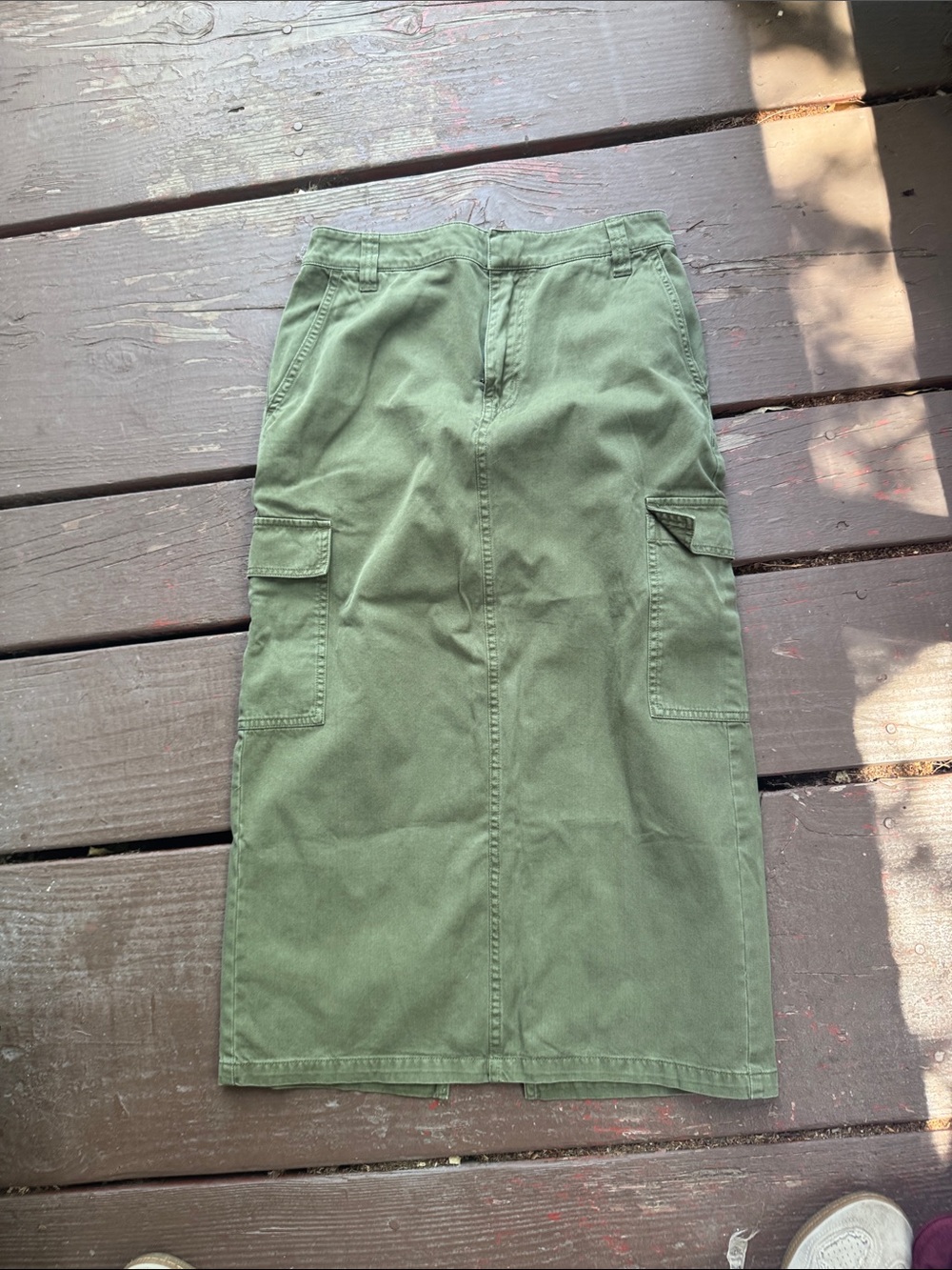 Madewell Olive Green Cargo Midi Skirt